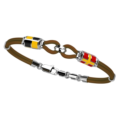 Bracciale Zancan in kevlar con asola e bandiere nautiche in argento.