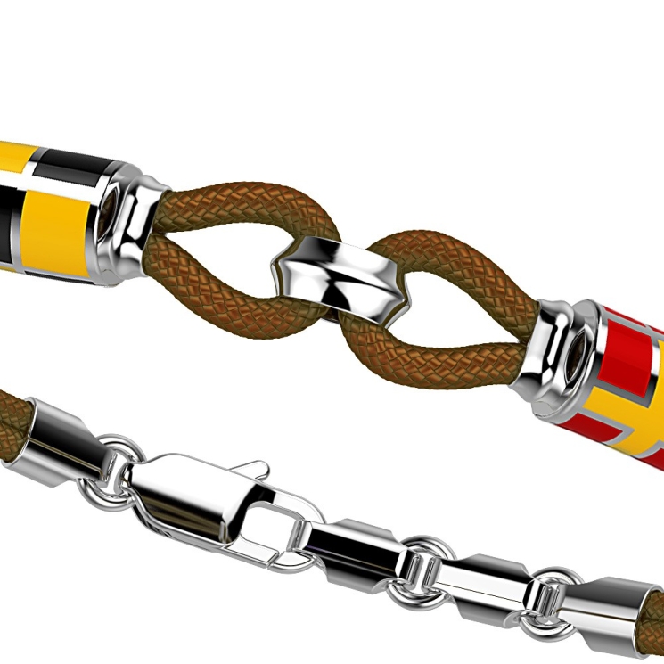 Bracciale Zancan in kevlar con asola e bandiere nautiche in argento.