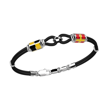 Bracciale Zancan in kevlar con asola e bandiere nautiche in argento.