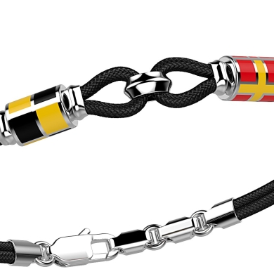 Bracciale Zancan in kevlar con asola e bandiere nautiche in argento.