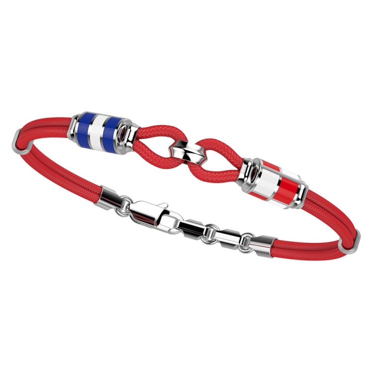 Bracciale Zancan in kevlar con asola e bandiere nautiche in argento.