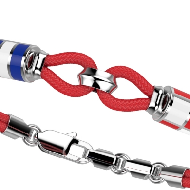 Bracciale Zancan in kevlar con asola e bandiere nautiche in argento.