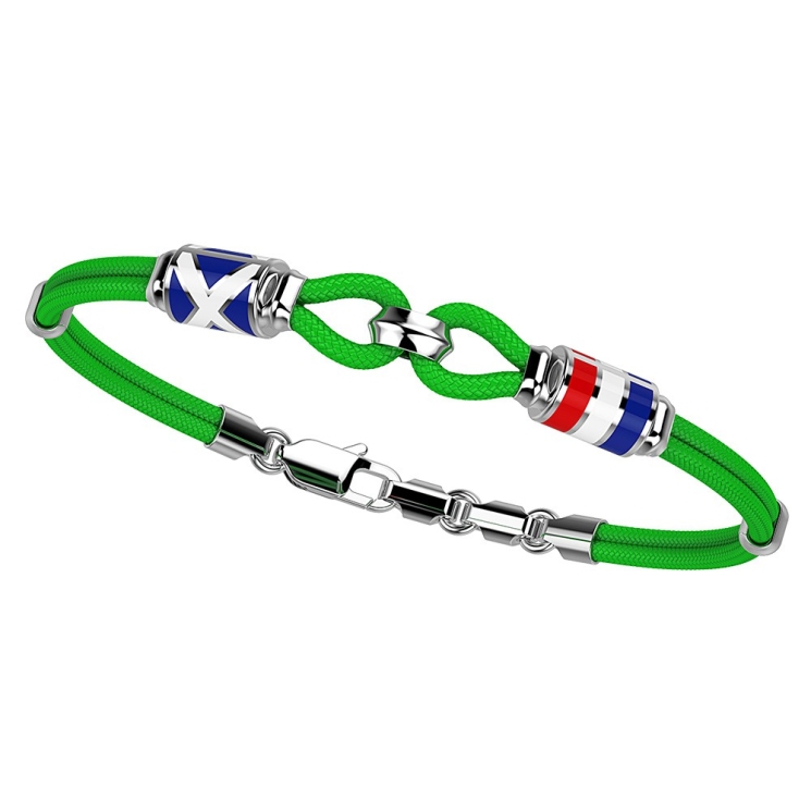 Bracciale Zancan in kevlar con asola e bandiere nautiche in argento.