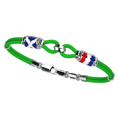 Bracciale Zancan in kevlar con asola e bandiere nautiche in argento.