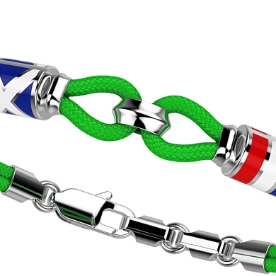 Bracciale Zancan in kevlar con asola e bandiere nautiche in argento.