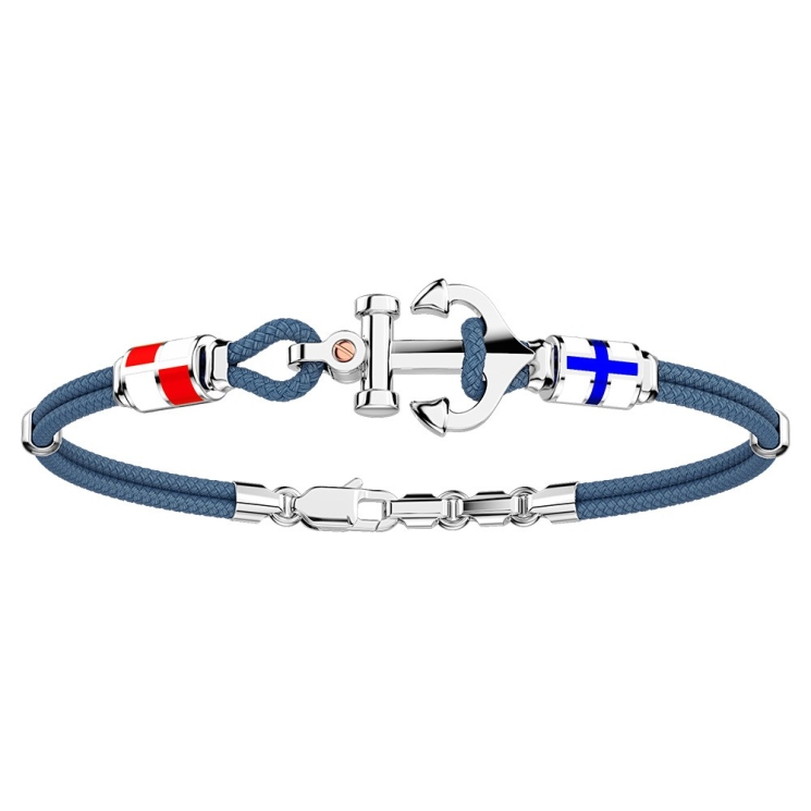 Zancan kevlar bracelet with silver anchor and nautical flags.