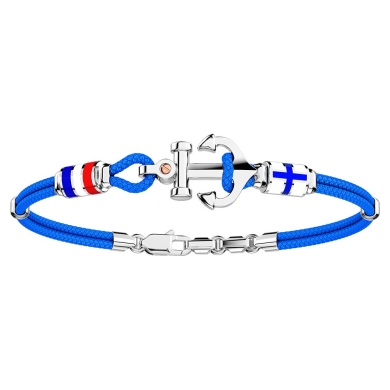 Zancan kevlar bracelet with silver anchor and nautical flags.