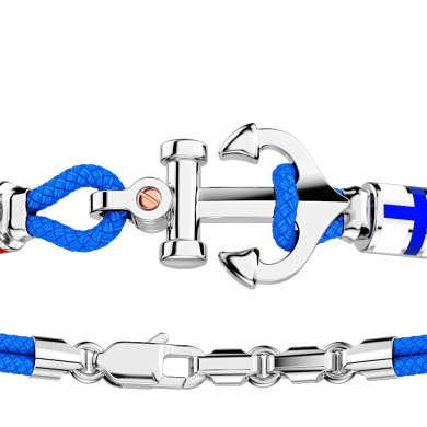 Zancan kevlar bracelet with silver anchor and nautical flags.