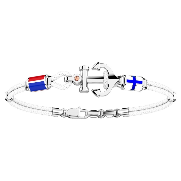 Zancan kevlar bracelet with silver anchor and nautical flags.