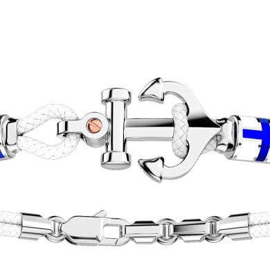 Zancan kevlar bracelet with silver anchor and nautical flags.