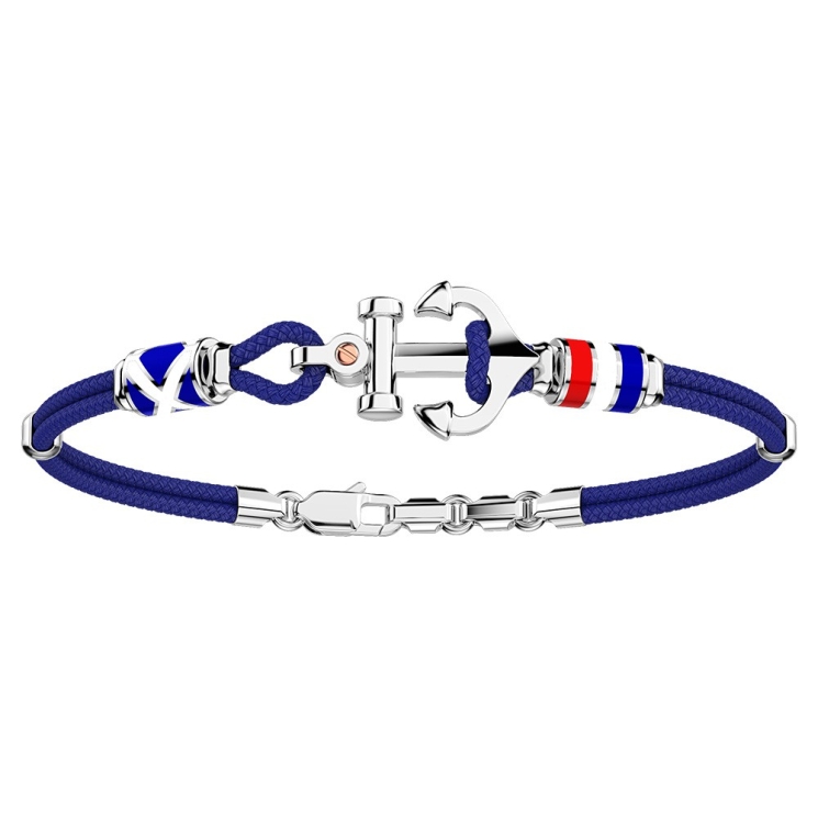 Zancan kevlar bracelet with silver anchor and nautical flags.