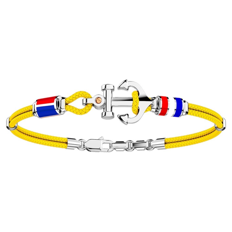 Zancan-Armband aus Kevlar mit Anker aus Silber und nautischen Flaggen.