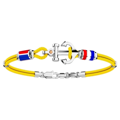 Zancan-Armband aus Kevlar mit Anker aus Silber und nautischen Flaggen.