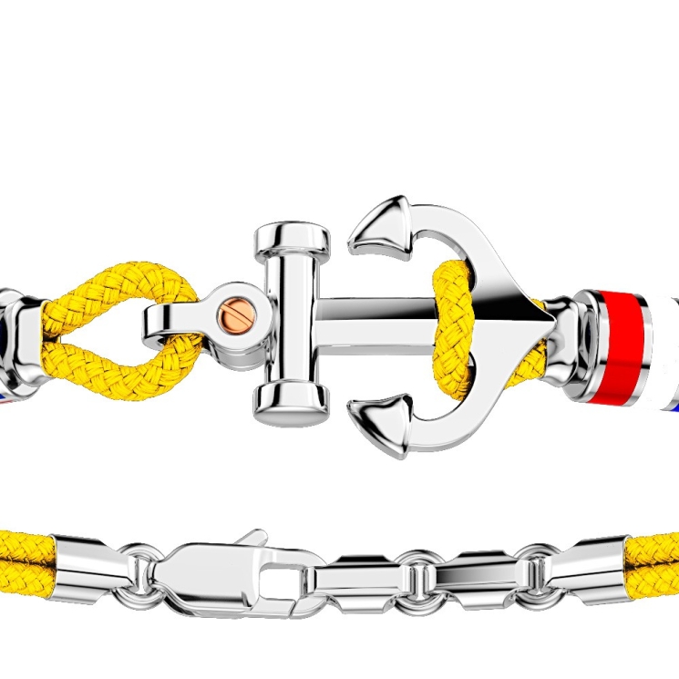 Zancan kevlar bracelet with silver anchor and nautical flags.