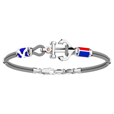 Zancan kevlar bracelet with silver anchor and nautical flags.