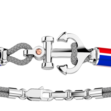 Zancan kevlar bracelet with silver anchor and nautical flags.