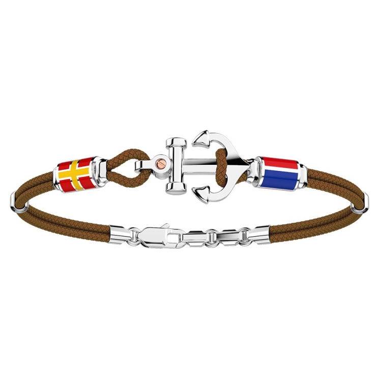 Zancan kevlar bracelet with silver anchor and nautical flags.
