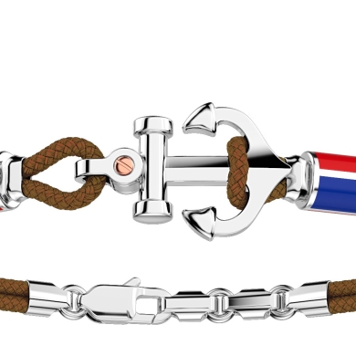 Zancan kevlar bracelet with silver anchor and nautical flags.
