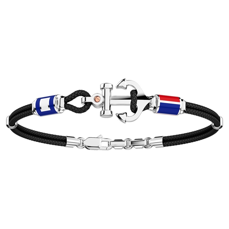 Zancan kevlar bracelet with silver anchor and nautical flags.