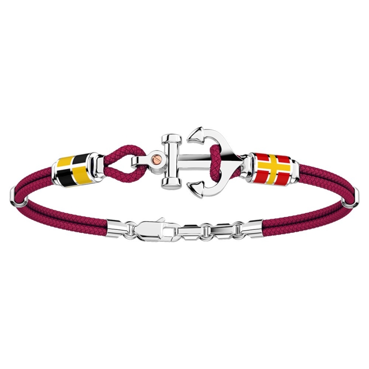 Zancan kevlar bracelet with silver anchor and nautical flags.