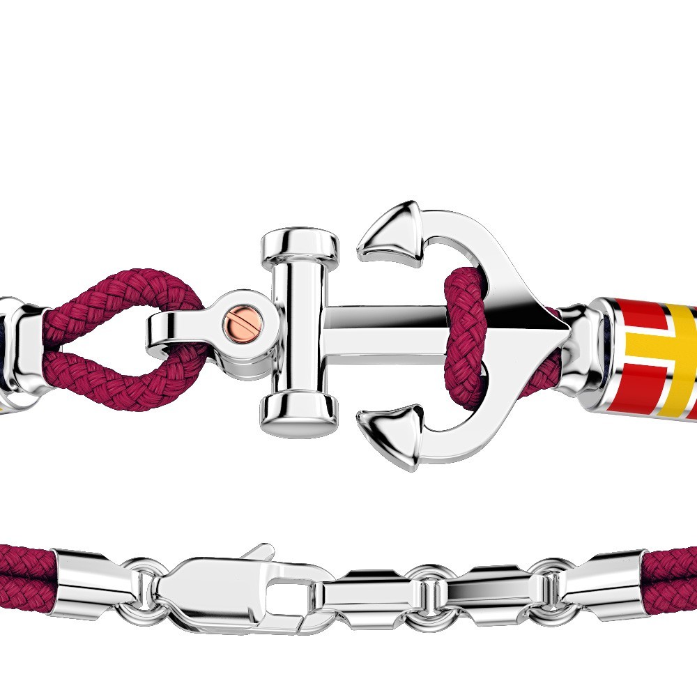 Zancan kevlar bracelet with silver anchor and nautical flags.