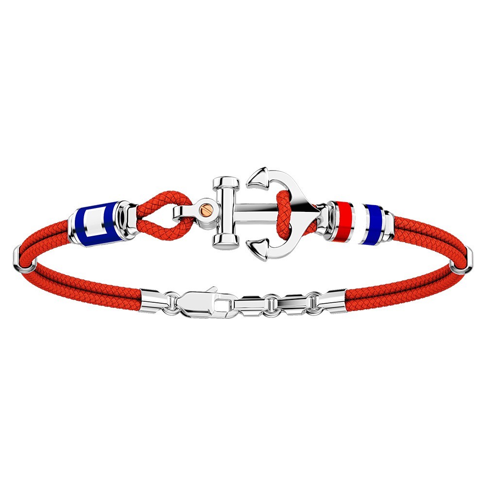 Zancan kevlar bracelet with silver anchor and nautical flags.