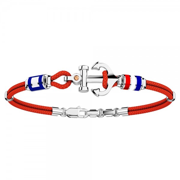 Bracciale Zancan in kevlar con ancora in argento e bandiere nautiche.