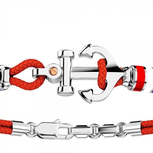 Zancan kevlar bracelet with silver anchor and nautical flags.