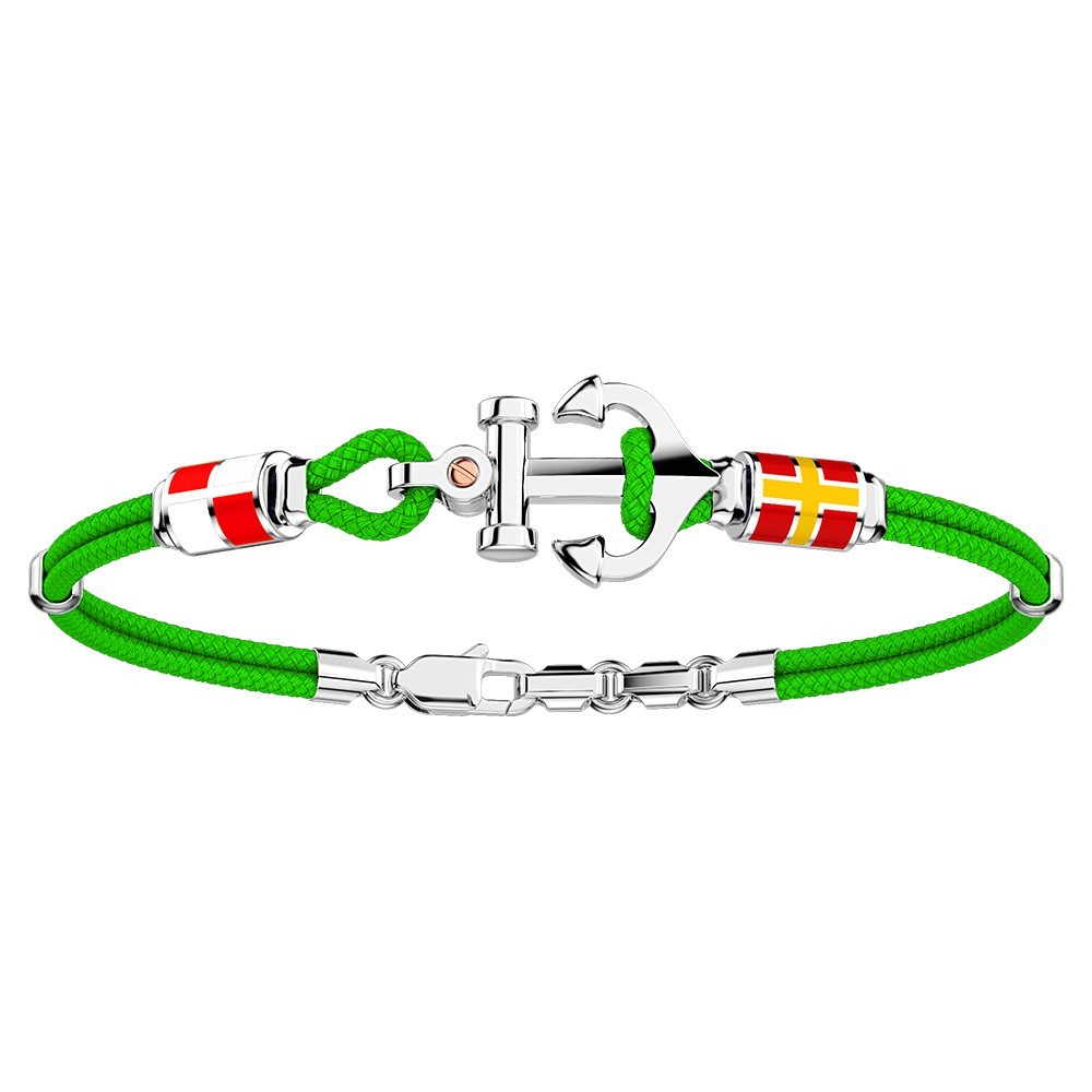 Bracciale Zancan in kevlar con ancora in argento e bandiere nautiche.