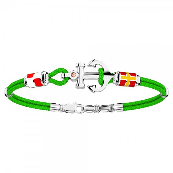 Bracciale Zancan in kevlar con ancora in argento e bandiere nautiche.
