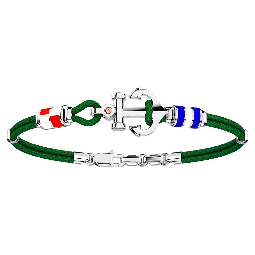 Zancan kevlar bracelet with silver anchor and nautical flags.