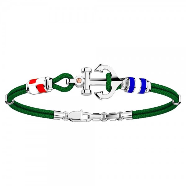 Zancan kevlar bracelet with silver anchor and nautical flags.