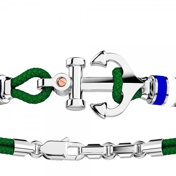 Zancan kevlar bracelet with silver anchor and nautical flags.