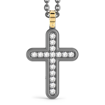 Collana con pendente Zancan in titanio, oro 18kt e diamanti bianchi