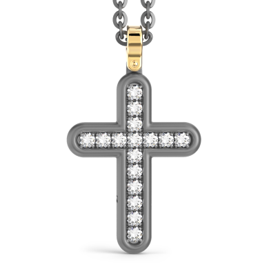 Collana con pendente Zancan in titanio, oro 18kt e diamanti bianchi