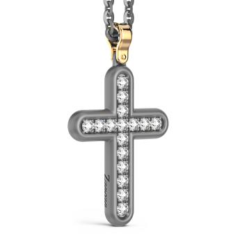 Collana con pendente Zancan in titanio, oro 18kt e diamanti bianchi 2