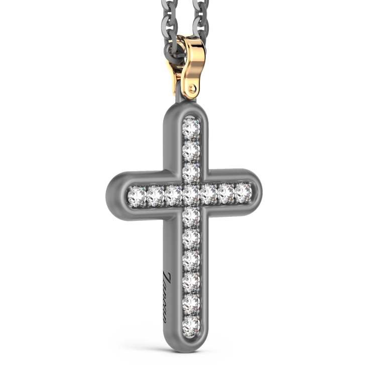 Collana con pendente Zancan in titanio, oro 18kt e diamanti bianchi