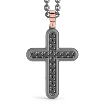 Collana con pendente Zancan in titanio, oro 18kt e diamanti neri
