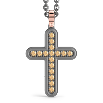 Collana con pendente Zancan in titanio, oro 18kt e diamanti brown