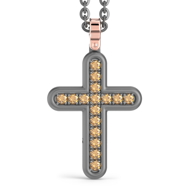 Collana con pendente Zancan in titanio, oro 18kt e diamanti brown