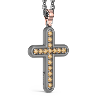Collana con pendente Zancan in titanio, oro 18kt e diamanti brown 2