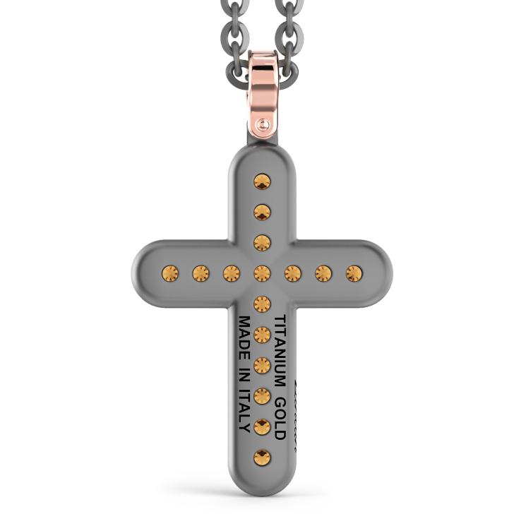 Collana con pendente Zancan in titanio, oro 18kt e diamanti brown