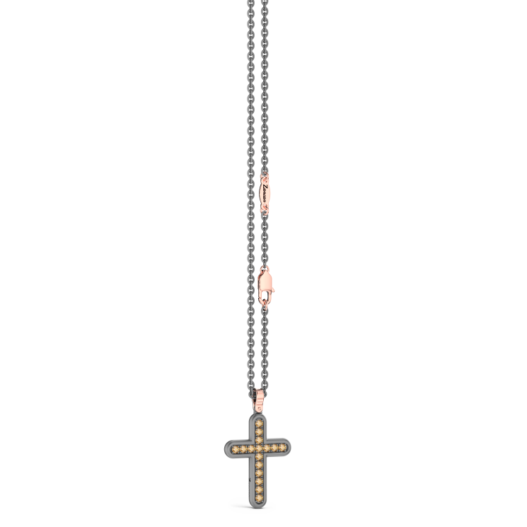 Collana con pendente Zancan in titanio, oro 18kt e diamanti brown
