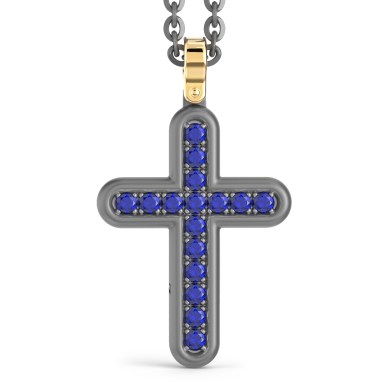 Collana con pendente Zancan in titanio, oro 18kt e zaffiri blu