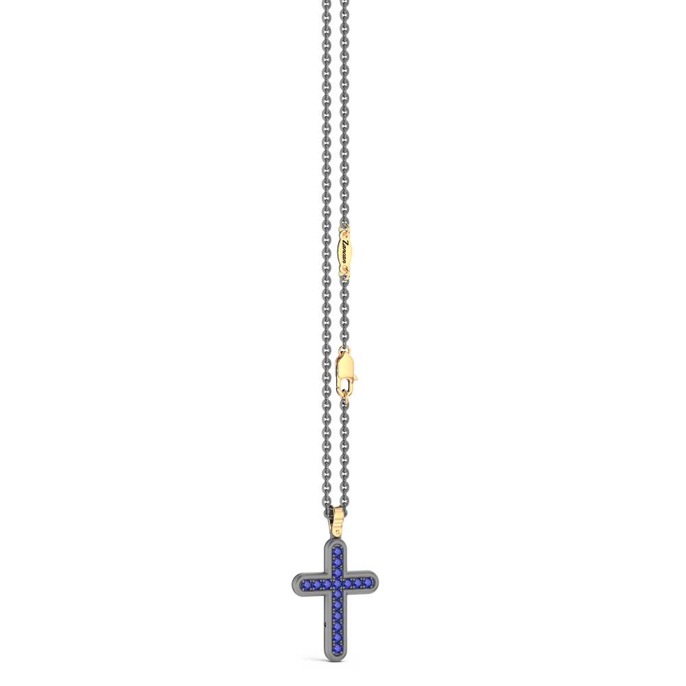 Collana con pendente Zancan in titanio, oro 18kt e zaffiri blu