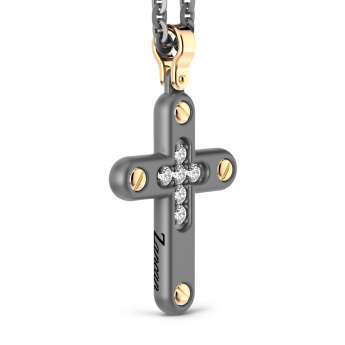 Collana con pendente Zancan in titanio, oro 18kt e diamanti bianchi 2