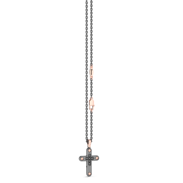 Collana con pendente Zancan in titanio, oro 18kt e diamanti neri