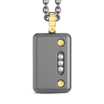 Collana con pendente Zancan in titanio, oro 18kt e diamanti bianchi