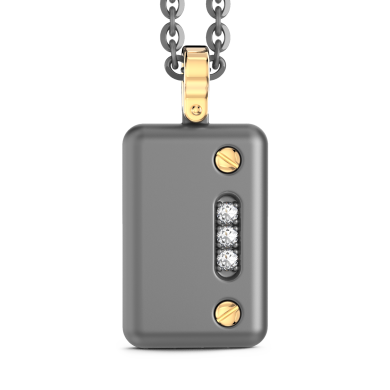 Collana con pendente Zancan in titanio, oro 18kt e diamanti bianchi