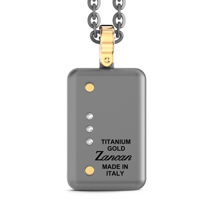 Collana con pendente Zancan in titanio, oro 18kt e diamanti bianchi